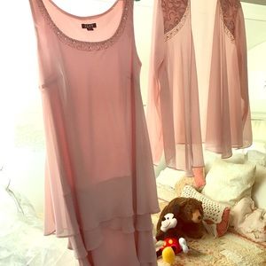 Chiffon dress and jacket. Lined dress, bead detail